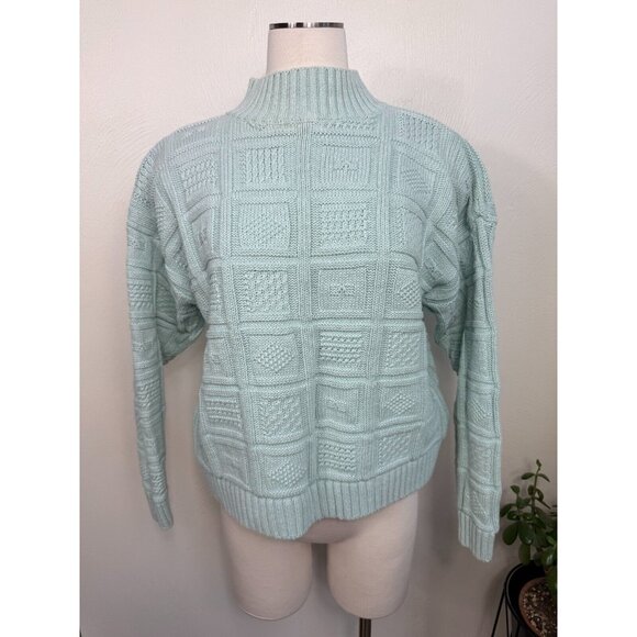 GAP Sweaters - Vintage GAP Seafom Green Fancy Knit Ramie Blend Sweater Size Medium Cottage Core